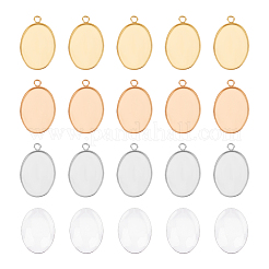 30 Stück 3 Farben 304 Edelstahl Anhänger Cabochon-Einstellungen STAS-UN0042-62