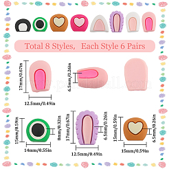 48 Paar 8 Stile süße undurchsichtige Harz-Cabochons RESI-SC0003-08