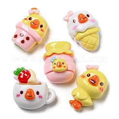 Cartoon-Enten-Cabochons aus undurchsichtigem Harz RESI-D006-02