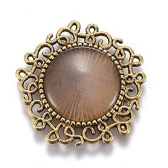 Hohle Retro-Plastikimitation Katzenauge Cabochons KK-Z004-01E-AG
