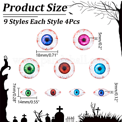 36 Stück 9 Stile Halloween durchscheinende Harz Decoden Cabochons CRES-WR0001-01