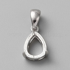 Rhodinierte Sterlingsilber-Anhänger-Cabochon-Fassungen STER-WH0016-07P