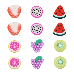 1800 Stück 6 Stil Obst Thema handgemachte Fimo Nail Art Dekoration CLAY-YW0001-22