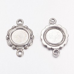 Tibetischer Stil Verbinder Lünette Fassungen für Cabochon  TIBEP-0578-S-FF