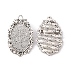 Oval tibetischer Stil Brosche Fassungen für Cabochon TIBE-S188-AS-NR