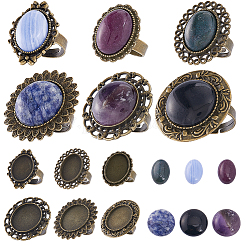 Bausatz zum Selbermachen von Edelstein-Fingerringen DIY-SC0022-30