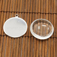 25mm transparent klar gewölbte Glas Cabochon Abdeckung für Messing Fotoanhänger Herstellung KK-X0021-NF