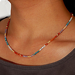 Halskette mit Perlen aus natürlichen Edelsteinen im Bohème-Stil für Damen TF6950