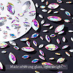 94 Stück 6 Stil Strass-Cabochons aus Glas mit spitzem Rücken RGLA-FG0001-10