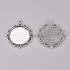 Tibetischer Stil Zink Legierung Anhänger Fassungen TIBEP-M003-25AS-RS