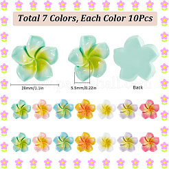 70 Stück 7 Farben undurchsichtige Harz-Decoden-Cabochons RESI-SC0005-83B