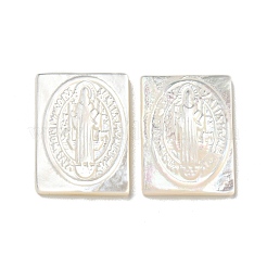 Geschnitzte natürliche weiße Muschel-Cabochons SSHEL-N038-07-01