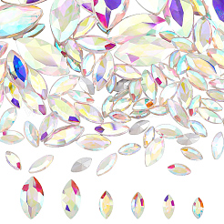 94 Stück 6 Stil Strass-Cabochons aus Glas mit spitzem Rücken RGLA-FG0001-10
