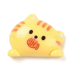 Süße Katze isst Fisch undurchsichtige Decoden-Cabochons aus Kunstharz CRES-Q220-03C