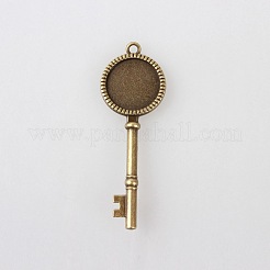 Legierung Skelettschlüssel Anhänger Cabochon Lünette Fassungen X-TIBEP-M018-128AB-NF
