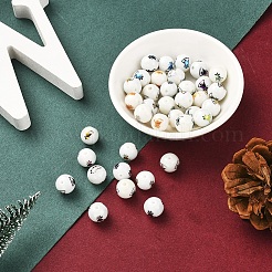 80pcs 8 Farben Weihnachten undurchsichtige Glasperlen EGLA-YW0001-07
