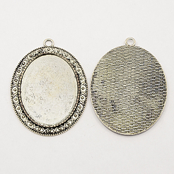 Tibetischer Stil Zink Legierung Anhänger Fassungen TIBEP-M004-06AS-RS