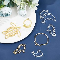 Olycraft 24pcs 12 Stil Legierung offene Rückseite Lünette Anhänger PALLOY-OC0002-92