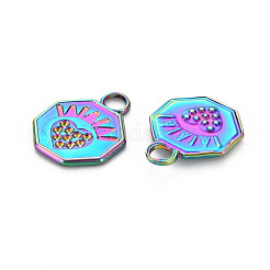 Regenbogenfarbe 201 Edelstahl Anhänger Strass Fassungen STAS-S119-024