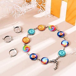 12 Stück 6 Stil 304 Edelstahl Cabochon-Anschluss-Einstellungen STAS-SZ0001-42