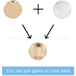 Pandahall Elite 50 Stück 5-farbige Messing Ohrstecker Zubehör mit 50 Stück transparenten Glas Cabochons für DIY Ohrring Schmuck KK-PH0035-36