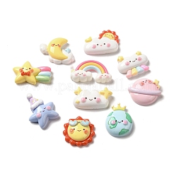 Cartoon Wolke & Regenbogen & Erde & Planet undurchsichtige Harz Decoden Cabochons RESI-R443-03
