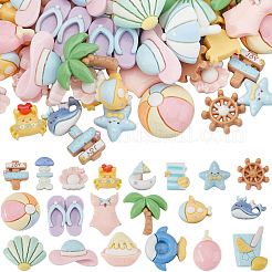 100 Stück 2 Stile Strand Thema opake Harz Decoden Cabochons CRES-SC0002-93