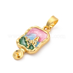 Messing Emaille Micro Pave klare Zirkonia Anhänger Cabochon Fassungen KK-Z084-15G-04