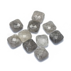 Natürlicher turmalinierter Quarz / schwarzrutilierter Quarz-Cabochon G-L514-013