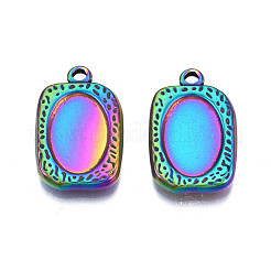Gestellbeschichtung Regenbogenfarbe 304 Edelstahl Anhänger Cabochon-Einstellungen STAS-S119-118