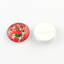 Halbrunde / Kuppel Weihnachten Rentier / Hirsch Musterglas Flatback Cabochons für DIY-Projekte GGLA-Q037-12mm-39