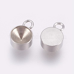 Anlaufgeschützte 201 Edelstahl-Anhänger mit Strass-Fassungen STAS-I088-L-04P