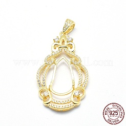925 Cabochon-Anhänger aus Sterlingsilber mit offener Rückseite STER-P044-02G