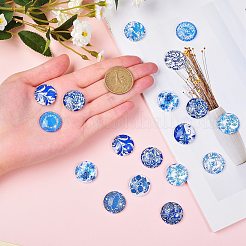 Blau-weiß bedruckte Glaskabochons GGLA-SZ0001-13