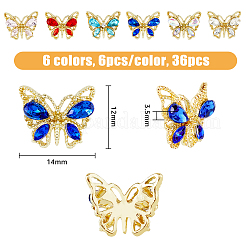 36 Stück 6 Farben Schmetterlingslegierung Cabochons MRMJ-DC0001-03