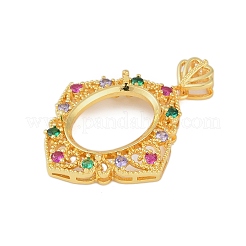 Rhombus Messing Micro Pave Zirkonia Anhänger Cabochon Fassungen KK-U026-09G
