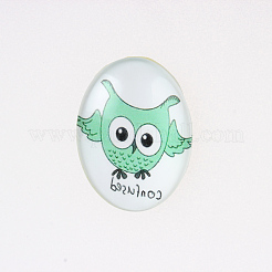 Karikatureule bedruckten Glas ovale Cabochons X-GGLA-N003-20x30-B11