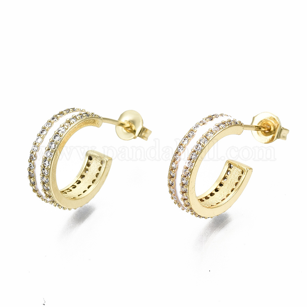 Wholesale Semicircular Brass Micro Pave Clear Cubic Zirconia Half Hoop