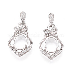925 Sterling Silber Micro Pave Zirkonia Anhänger Krallen Cabochon Fassungen STER-N016-49P