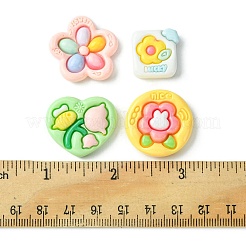 20 Stück 4 Stile undurchsichtige Blumenharz-Cabochons RESI-FS0001-55