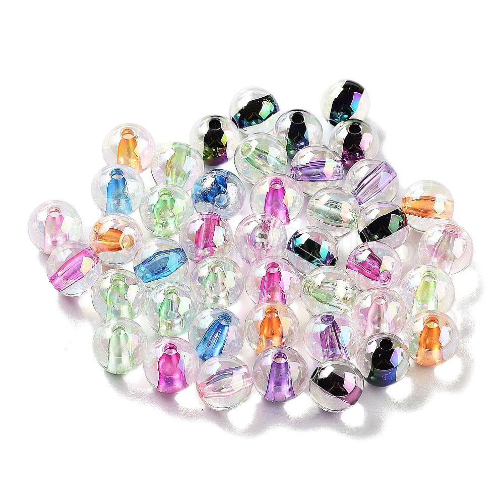 Wholesale Uv Plating Transparent Acrylic Beads Pandahall