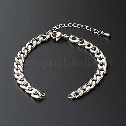 304 Edelstahl-Kettenarmband mit kubanischen Gliedern AJEW-JB01014