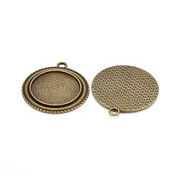 Tibetischen Stil Anhänger cabochon Fassungen mit antiken metallic Farbe und erhöht Skulptur sind voller Retro-Stil X-TIBEP-M018-139AB-NF