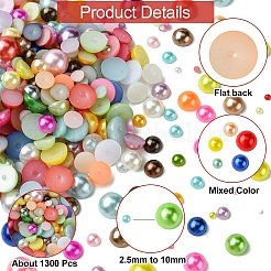1298 Stück 5 Stile ABS-Kunststoff-Imitationsperlen-Cabochons SACR-YW0001-66