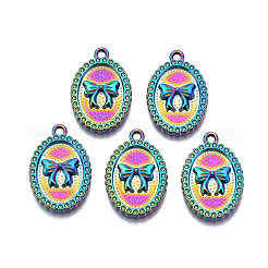 Regenbogenfarbe Legierung Anhänger Strass Einstellungen PALLOY-S180-316