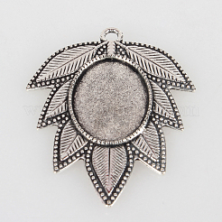 Tibetischer Stil Legierung Blatt Anhänger Fassungen X-TIBEP-N003-44AS