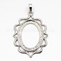 Ovale Legierung Anhänger Cabochon Open Back Fassungen PALLOY-F041-01