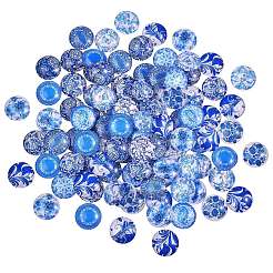 Blau-weiß bedruckte Glaskabochons GGLA-SZ0001-13