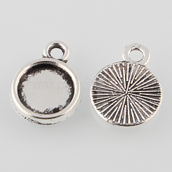 Nickelfrei tibetischen Stil Legierung Quadrat Anhänger cabochon Fassungen X-TIBEP-M022-27AS