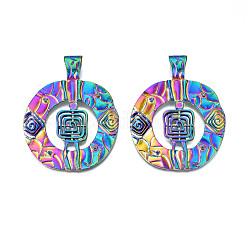 Regenbogenfarben-Legierung großer Anhänger Strass-Einstellungen PALLOY-N156-197